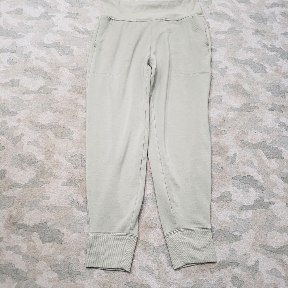Athleta Joggers Pants Women Small Green Fleece Pockets Pull On Tapered Leg